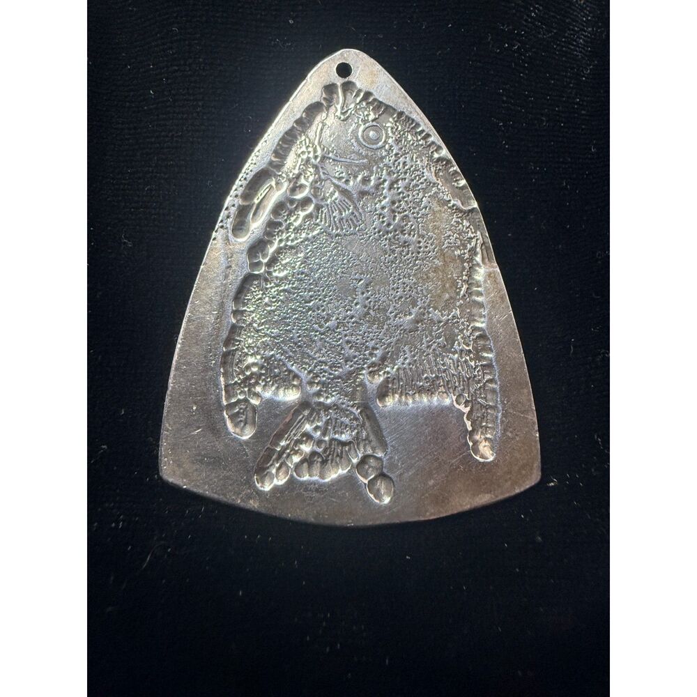 Vintage Pure .999 Silver handcrafted Fish Pendant Metal Clay Art